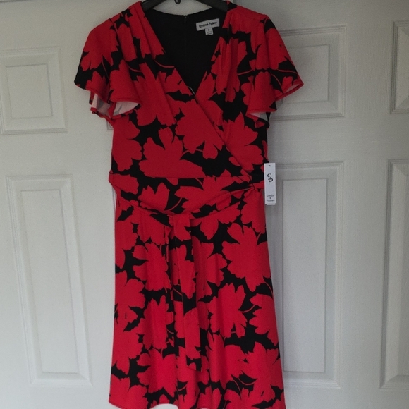 🌷Shelby & Palmer Women's Red and Black Floral Size-6 Dress, NWT - Picture 2 of 7
